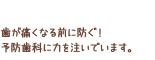 歯が痛くなる前に防ぐ！予防歯科に力を注いでいます。